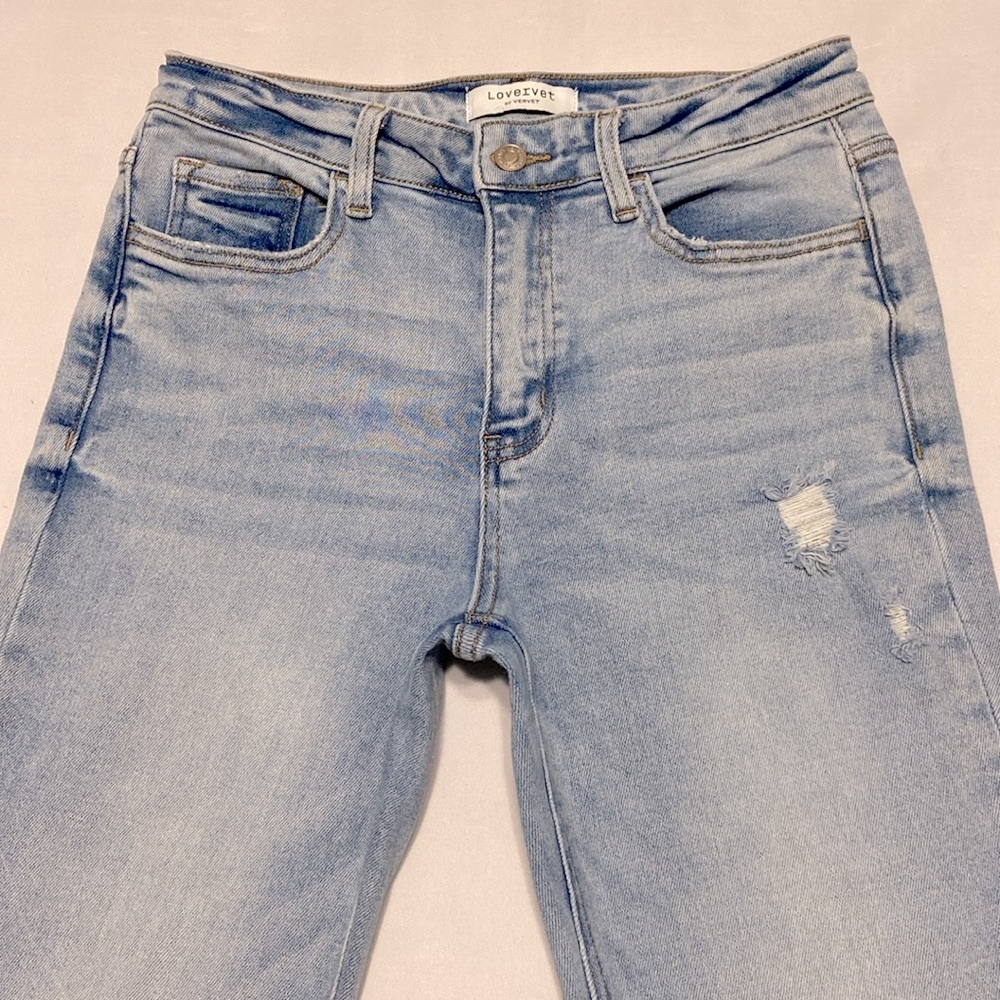 LoveRvet Light Blue Women's Distressed High-Rise Jeans